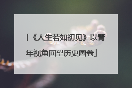 《人生若如初见》以青年视角回望历史画卷