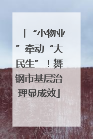 “小物业”牵动“大民生”！舞钢市基层治理显成效