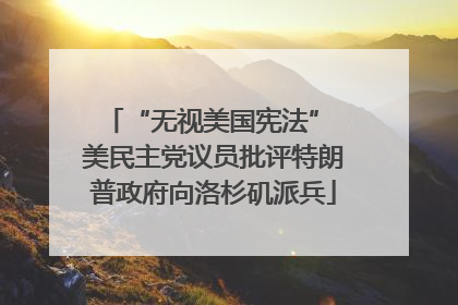 “无视美国宪法” 美民主党议员批评特朗普政府向洛杉矶派兵