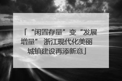 “闲置存量”变“发展增量” 浙江现代化美丽城镇建设再添新意