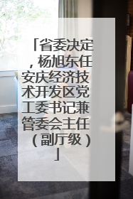 省委决定，杨旭东任安庆经济技术开发区党工委书记兼管委会主任（副厅级）