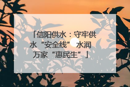 信阳供水：守牢供水“安全线” 水润万家“惠民生”