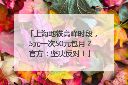 上海地铁高峰时段，5元一次50元包月？官方：坚决反对！
