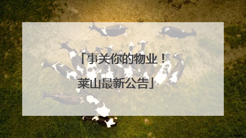 事关你的物业！莱山最新公告