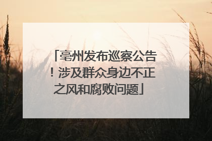 亳州发布巡察公告！涉及群众身边不正之风和腐败问题