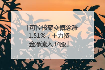 可控核聚变概念涨1.51%，主力资金净流入34股