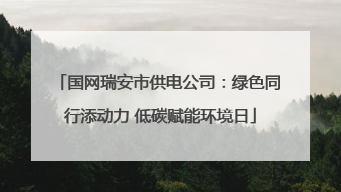国网瑞安市供电公司：绿色同行添动力 低碳赋能环境日