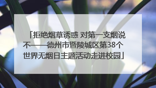 拒绝烟草诱惑 对第一支烟说不——德州市暨陵城区第38个世界无烟日主题活动走进校园