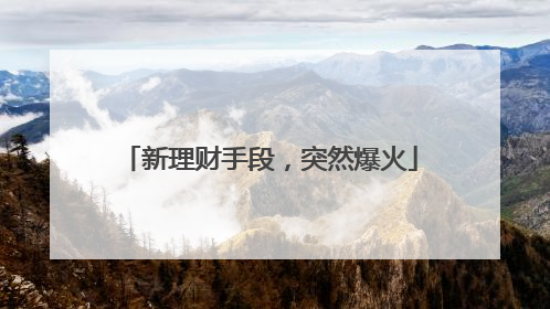 新理财手段，突然爆火