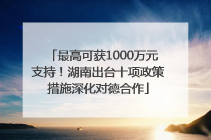 最高可获1000万元支持！湖南出台十项政策措施深化对德合作
