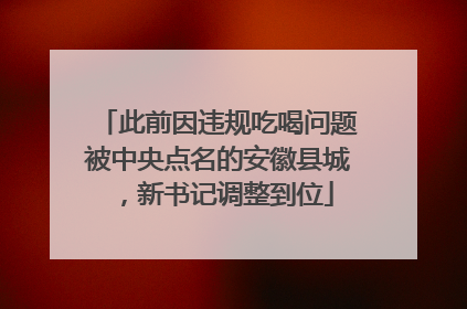 此前因违规吃喝问题被中央点名的安徽县城，新书记调整到位