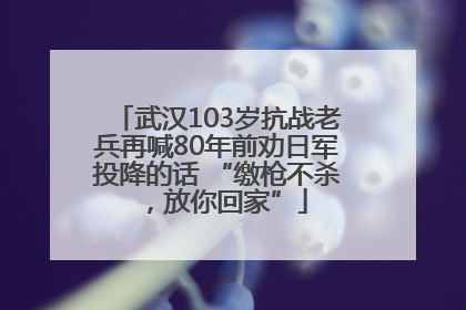 武汉103岁抗战老兵再喊80年前劝日军投降的话 “缴枪不杀，放你回家”