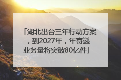 湖北出台三年行动方案，到2027年，年寄递业务量将突破80亿件
