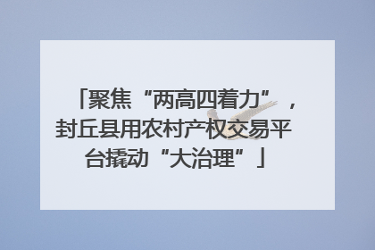 聚焦“两高四着力”，封丘县用农村产权交易平台撬动“大治理”