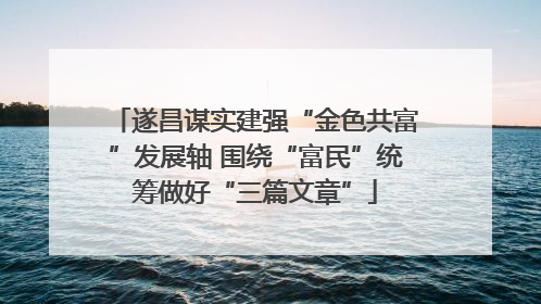遂昌谋实建强“金色共富”发展轴 围绕“富民”统筹做好“三篇文章”