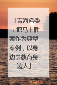青海省委：把马丰胜案作为典型案例，以身边事教育身边人